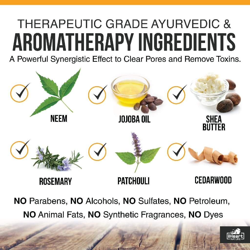 Natural Organic Neem Soap Bar - Neem Helps with Acne, Blackheads, Skin Fungus, & Skin Irritations - iHeart Nature