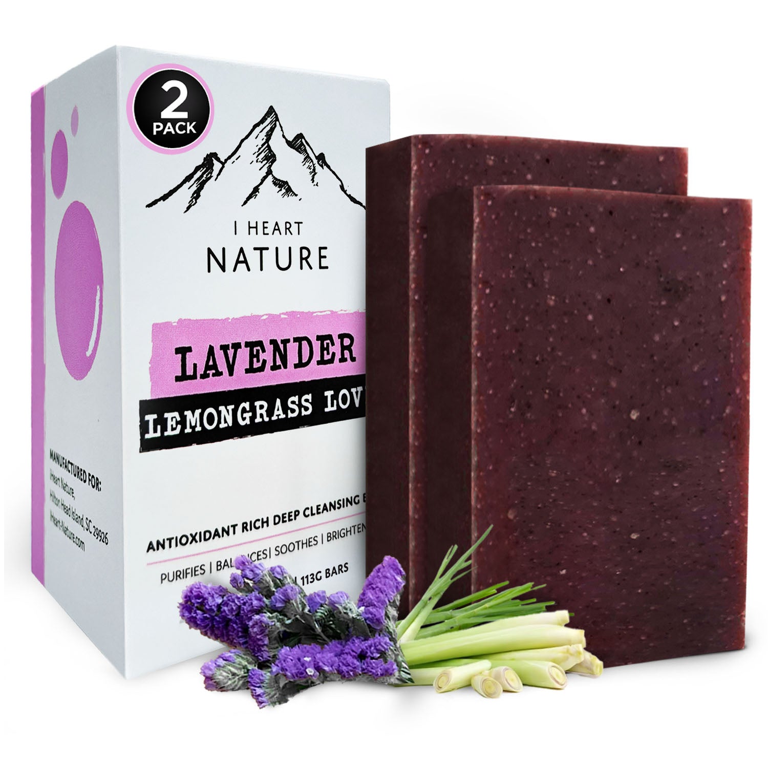 iHeart Lavender Lemongrass Soap Bar (2 Pack) – Deep Cleansing, & Soothing for Sensitive Skin