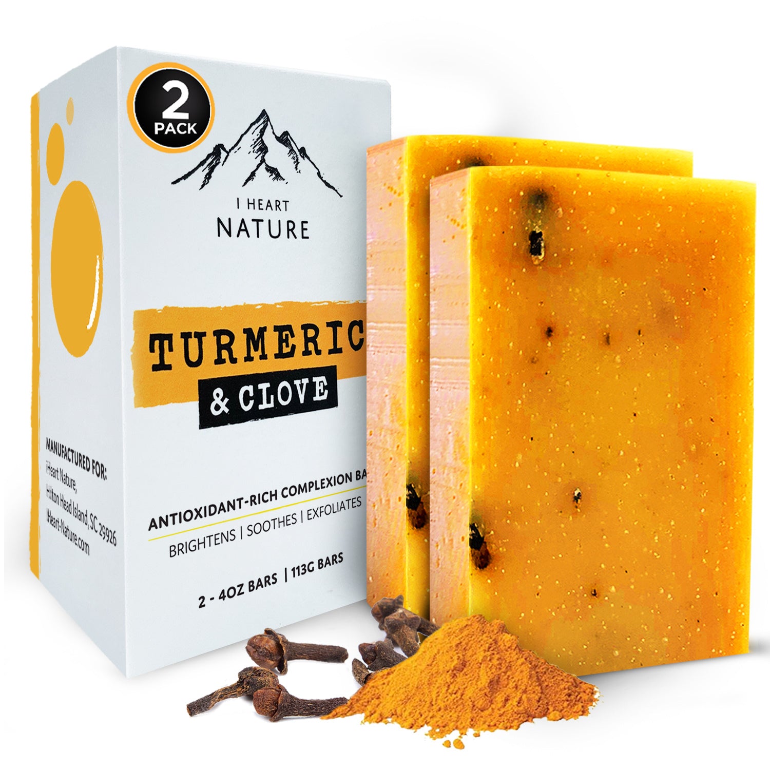 Turmeric Soap For Face & Body - Turmeric Helps With Acne, Dark Spots, Blemishes, & Lightens Skin ( 2 Pack )