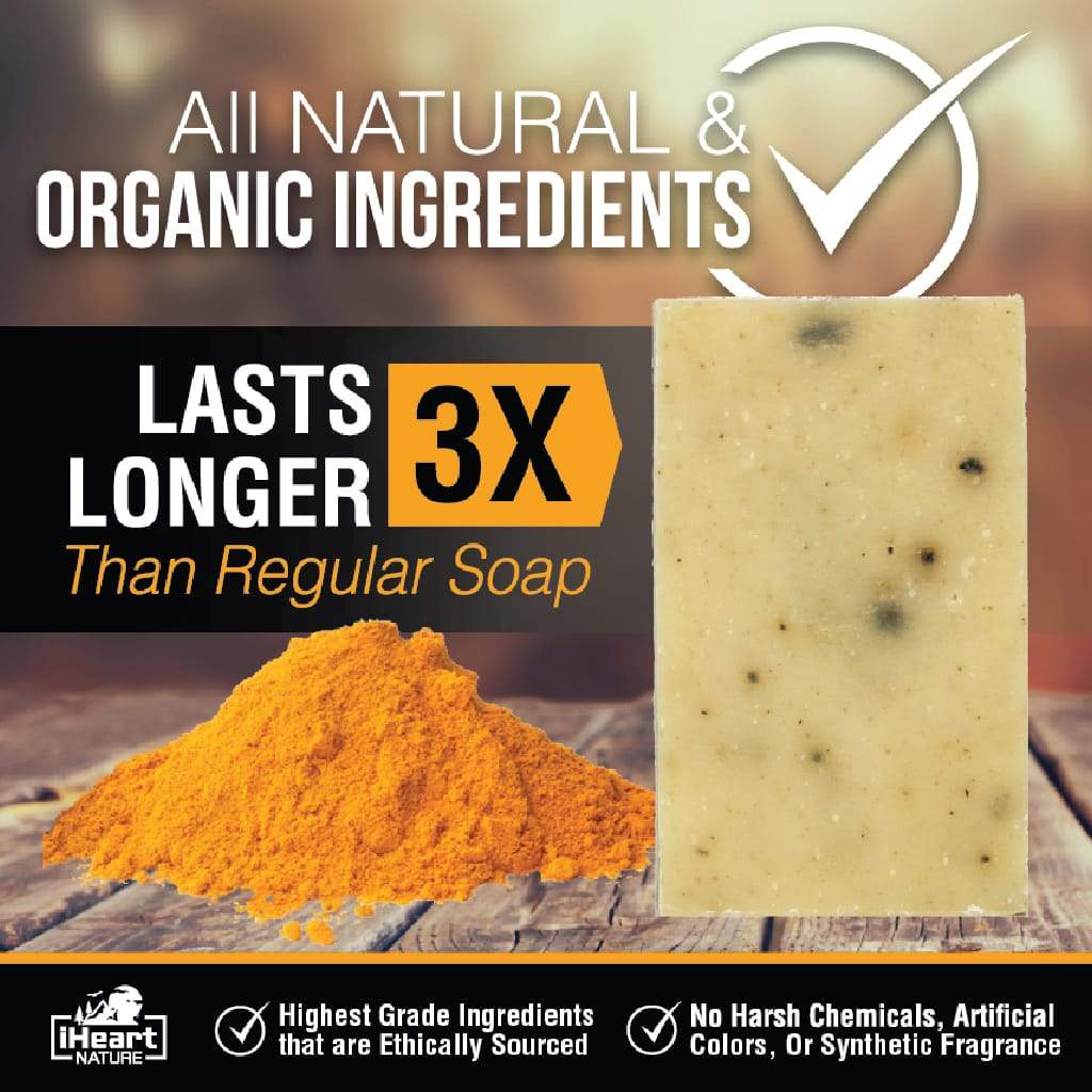 Natural Organic Turmeric Soap Bar - Turmeric Helps With Acne, Dark Spots, Blemishes, &amp; Lightens Skin - iHeart Nature