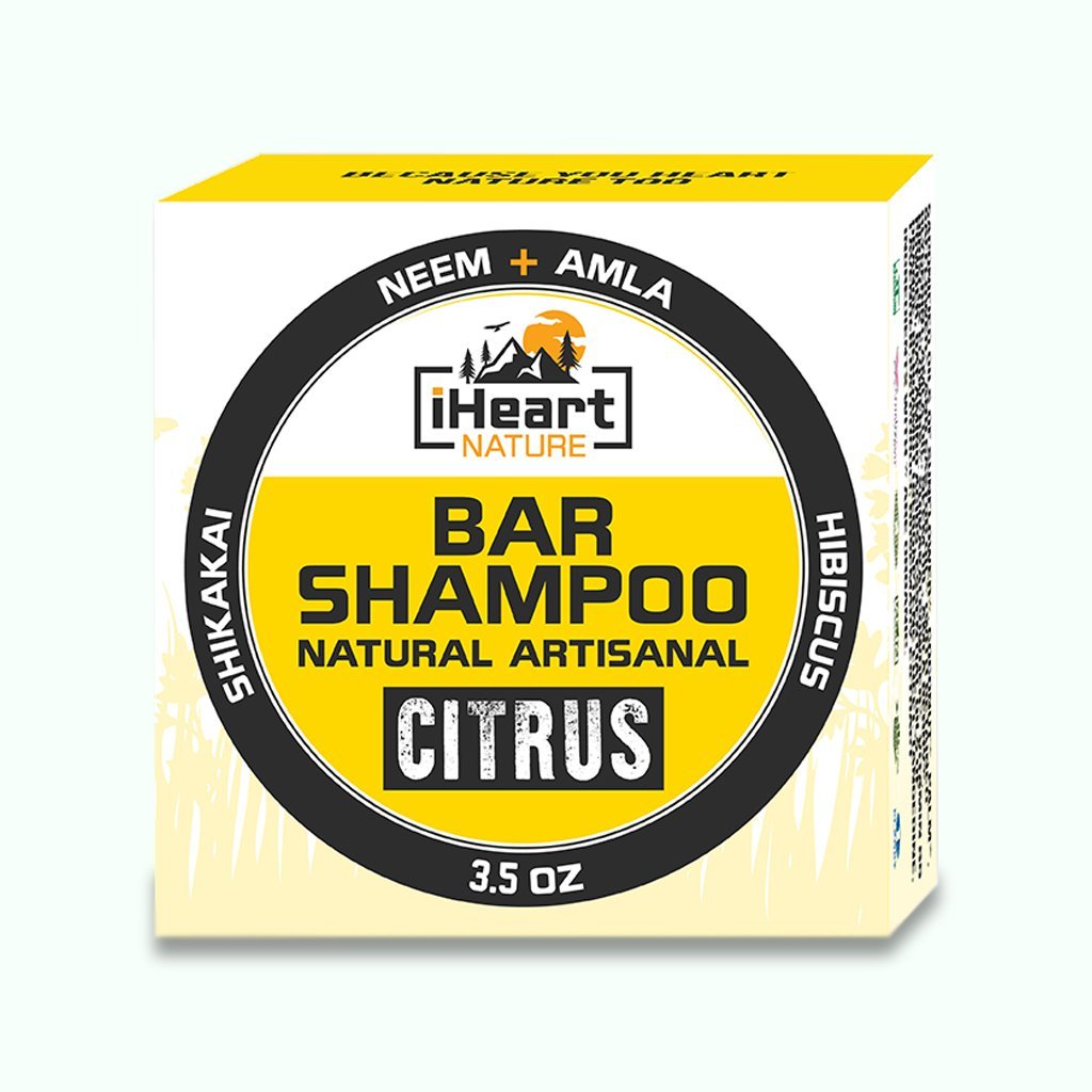 Organic Shampoo Bar with Neem, Amla, Shikakai, & Hibiscus (Citrus) - iHeart Nature