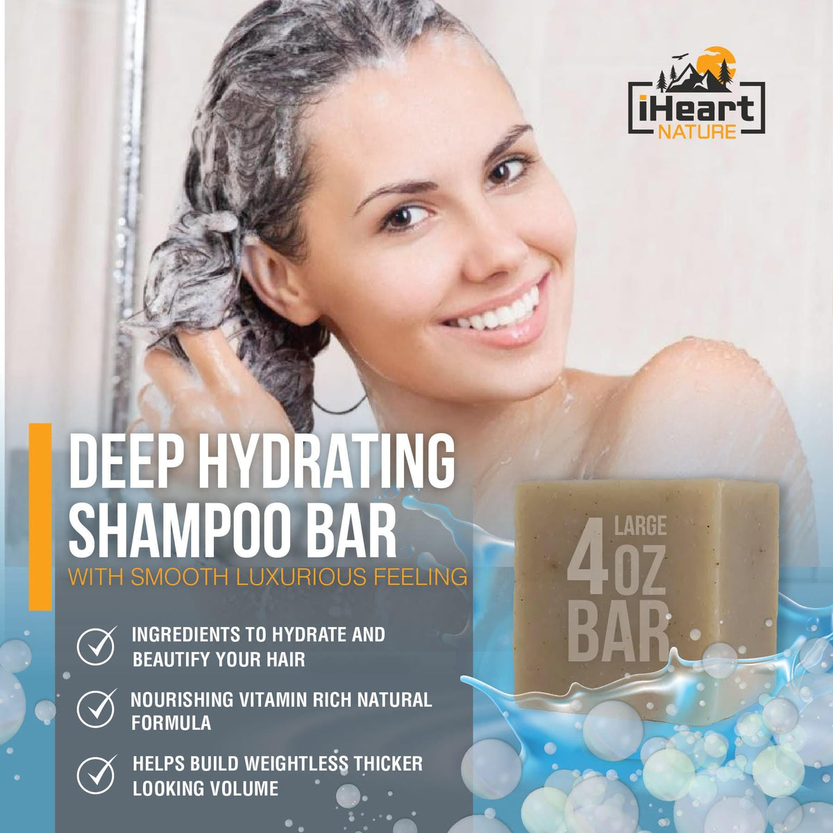 Organic Shampoo Bar with Neem, Amla, Shikakai, &amp; Hibiscus (Mint) - iHeart Nature