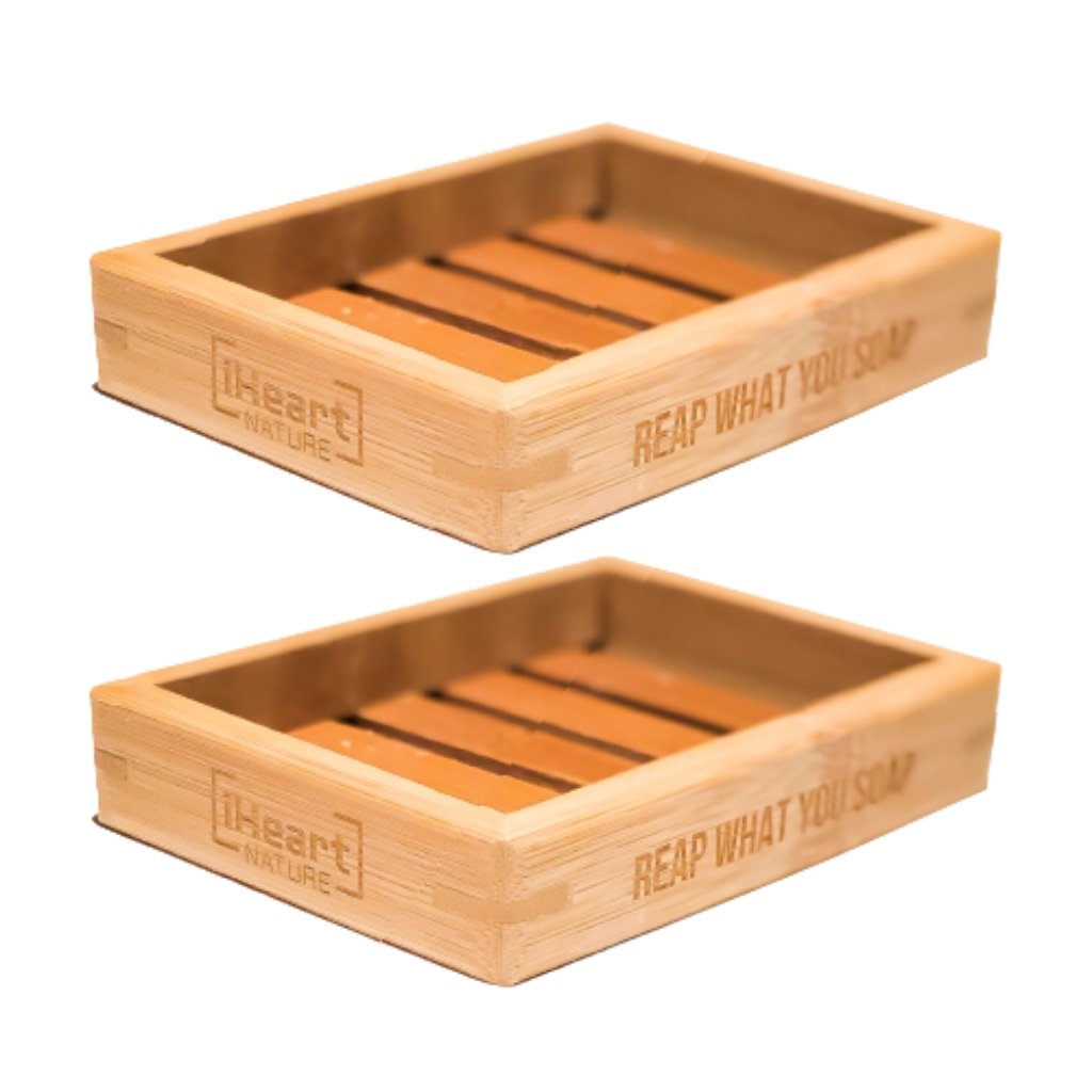 Soap Dish (2 Pack) - Sustainable Eco-Friendly Bamboo Wood - iHeart Nature