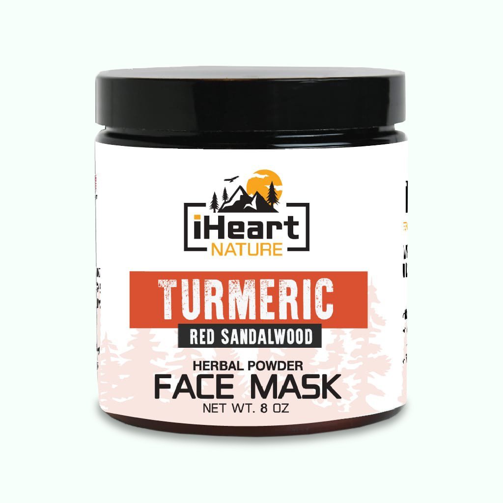 Turmeric Face Mask (DIY Powder) with Red Sandalwood & Fenugreek - Natural Clear Soft Skin Glow - iHeart Nature