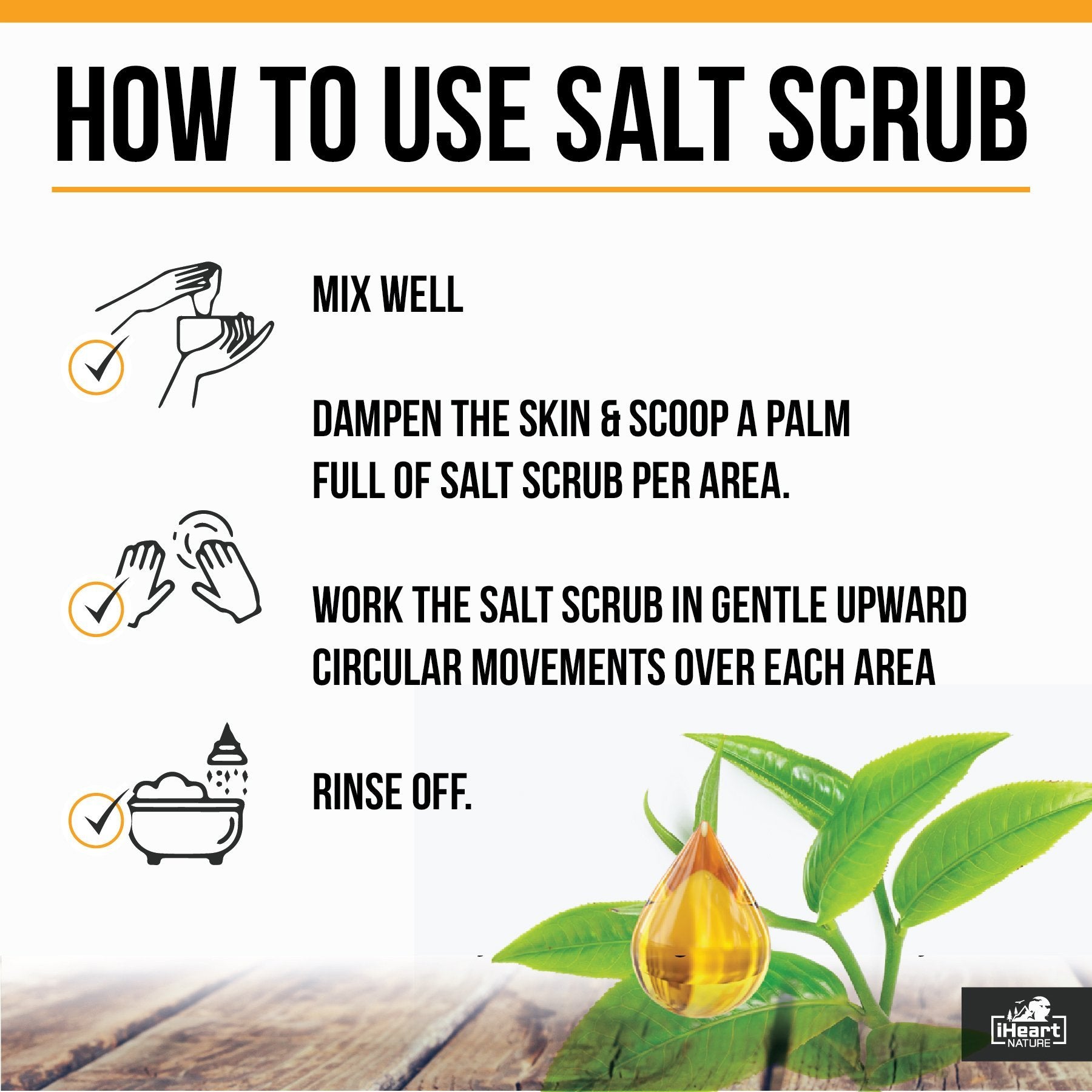Turmeric Salt Scrub with Dead Sea Salt, Jojoba Oil, Tea Tree Aromatherapy (Bright, Smooth, Soft Skin Glow) - iHeart Nature
